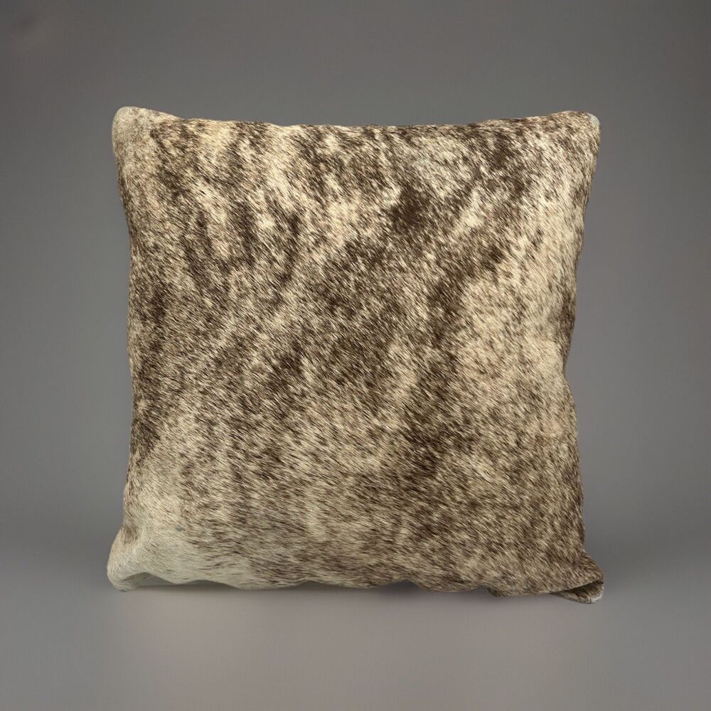 Real Cowhide Hair On Hide Pillow Brown Speckled Western Rustic Farmhouse 14x14